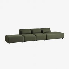 Sofa Modułowy 3-częściowy Z Prawym Szezlongiem I Pufem Fogler Tkanina Baranek Boucle Żółty Curri - Sklum