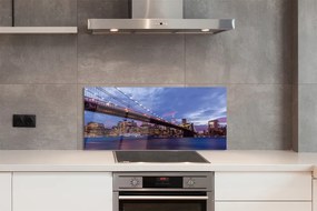 Panel szklany do Kuchni Wieżowce i Most o Zachodzie