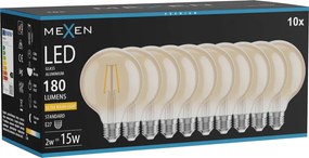 Mexen Vintis 10x żarówka filament LED E27, G95, 2W, Ciepła - 2200K, 180 lm, amber - L157-E27-0222-50x10