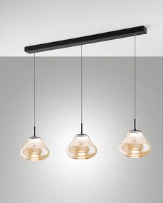 Lampa wisząca Deva 42W LED CCT z możliwością ściemniania, metalowa rama i bursztynowe szkło borokrzemianowe, IP20 - kolekcja Deva