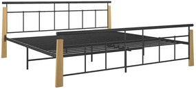 Metalowe łóżko czarny + jasny dąb 200x200 cm P9-D37