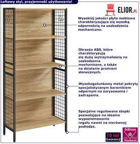 Regał drewno metal w stylu loft dąb sonoma - Jorkis 3X