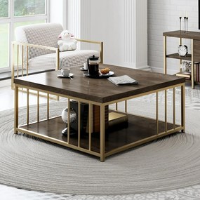 Stolik konferencyjny Zenn Walnut and Gold
