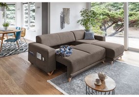 Brązowy rozkładany/ze schowkiem narożnik Classy Sophie – Miuform