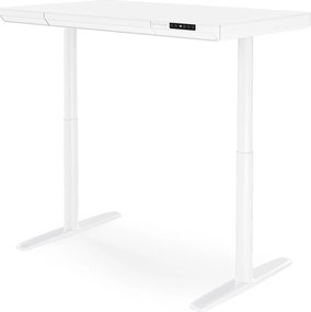 Biurko elektryczne sit-stand z szufladą i ładowarką bezprzewodową Qi białe, 1200 mm: ELLIS