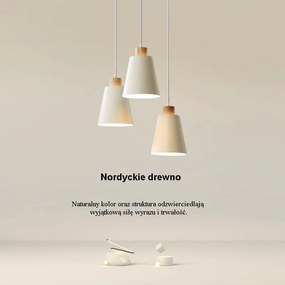 Lampa sufitowa metalowa z kloszem z litego drewna wisząca AT25-3SZ-White
