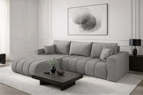 Narożnik z funkcją spania i pojemnikiem MILO PREMIUM, tkanina Monolith, Jasnoszary, Lewy