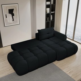 Masseno Narożnik FLUMA z funkcją spania i pojemnikiem na pościel Narozniki L, Rozkładana sofa - Czarny, QUELLE 100