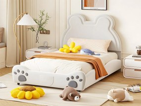 Łóżko dziecięce 140 x 200 cm - w kształcie misia - materiał welurowy - Beżowy