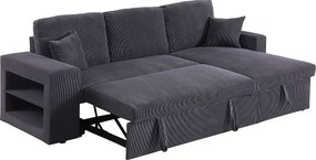 Sztruksowy narożnik rozkładany/odwracany "Axel" - 3-osobowy - Szary