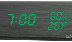 Zegar budzik elektroniczny led drewniany stojący - data termometr higrometr