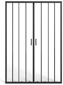 Podwójne przesuwne drzwi prysznicowe z matowego czarnego metalu - Szkło antyosadowe - 120 x 195 cm - BAVIODA