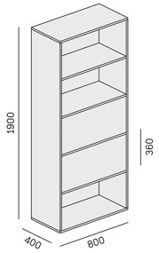 PLAN Regał biurowy wysoki LAYERS, 2 schowki, 800 x 400 x 1905, biały