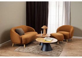 Czarny okrągły stolik z blatem w dekorze dębu ø 85 cm Soli – Actona