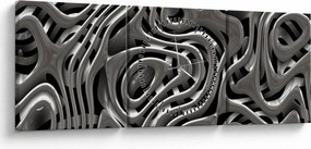 Obraz - Metaliczna abstrakcja (z zegarem) (90x30 cm)