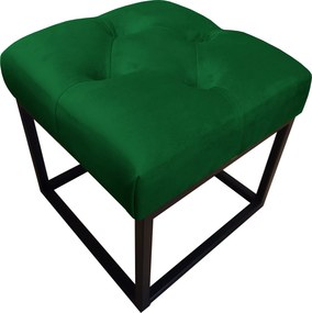 Pufa CHESTERFIELD tkanina Welur loft ławka podnóżek metal : Kolor Stelaża - Czarny , Kolor tkaniny - VELVET - MG25, Typ tkaniny - Velvet
