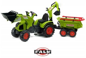 Falk ogromny  traktor claas axos z przyczepą, łyżką i spychaczem