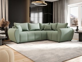 BEDANTE narożnik MOLISA L PLUS Cosmic 16 prawa jasnozielony z funkcją spania sofa w kształcie litery L z pojemnikiem na pościel