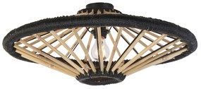 Orientalna lampa sufitowa bambusowa z czarna 60 cm - EvalinKolonialny Oswietlenie wewnetrzne