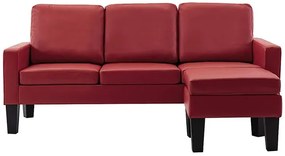 3-osobowa sofa z ekoskóry z podnóżkiem winna czerwień - Lencor 4Q