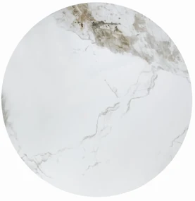 GENESIS Ława Stolik kawowy Biały marmur Orzechowy Złoty Okrągła fi.70 cm