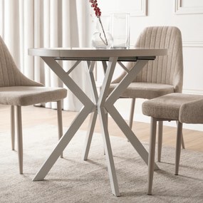 Stół Okrągły Rozkładany DORIAN 80-160 cm Kaszmir/Biały Nowoczesny