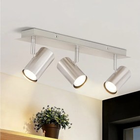 NETTLIFE 3 Nikiel GU10 Reflektory sufitowe Obrotowe 330° do przedpokoju Salon Sypialnia Kuchnia Biuro Nowoczesny reflektor ścienny Lampa do przedpokoju