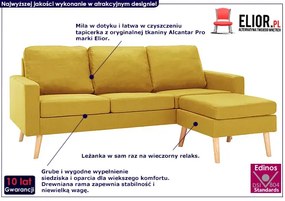 3-osobowa żółta sofa z podnóżkiem H6-B21