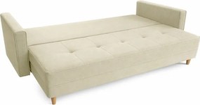 Sofa z Funkcją Spania LONAR Kremowa Welurowa Nowoczesna