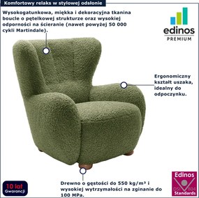 Zielony fotel uszak baranek oliwkowy T7-M08