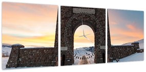 Obraz bramy, Yellowstone (z zegarem) (90x30 cm)