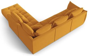 Żółty aksamitny narożnik (prawostronny/w kształcie litery L) Bloom – Micadoni