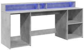 Podświetlane biurko 200 cm betonowa szarość P5-E55