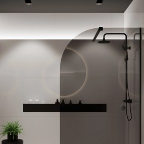 Ścianka prysznicowa WALK IN FIX grafitowa półokrągła 8 mm MOLIS Grafit Moon MASSI | różne rozmiary : Kolor profili kabiny - złoty szczotkowany, Szerokość ścianki - 100 cm, Typ montażu - WALK in FIX (Do ściany)