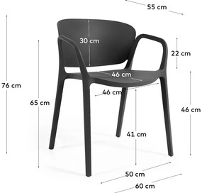 Czarne plastikowe krzesło ogrodowe Ania – Kave Home