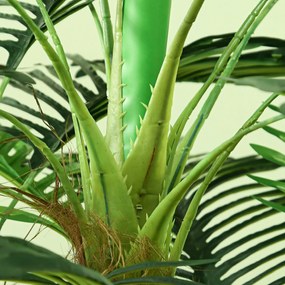 HOMCOM Sztuczna Palma, 1,6 m, Realistyczne Gałęzie, Dekoracyjna Roślina, Plastik, z Donicą, Brązowy+Zielony