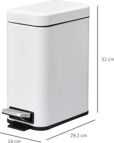 HOMCOM Kosz na śmieci 5L z pedałem i pokrywą do salonu Biały elegancki design łatwe czyszczenie | Aosom PL