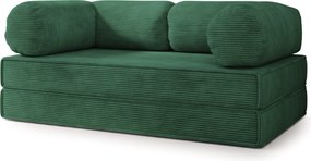 Masseno Sofa piankowa ALVIO z funkcją spania, Kanapa z pianki do salonu, Bezmontażowa, Tkanina sztruksowa – Zielony POSO 14