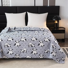 Narzuta na łóżko z wzorem PANDA szary Rozmiar: 170 x 210 cm
