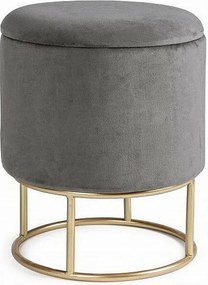 Szara pufa do przechowywania z efektem aksamitu - POLINA