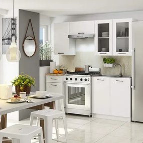 Komplet białych mebli kuchennych z witryną 180 cm - Vivienne