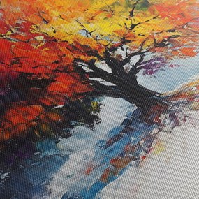 Obraz - Kolorowe drzewo (z zegarem) (90x30 cm)