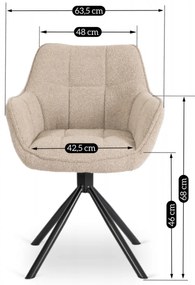 Krzesło Tapicerowane Obrotowe PEONY Beżowe Nowoczesne Loft
