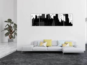 Obraz - Miasto z napisami i wzorami (170x50 cm)