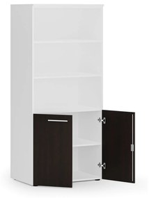 Szafa biurowa z drzwiami niskimi PRIMO WHITE, 1781 x 800 x 500 mm, biały/wenge