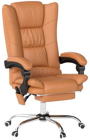 Vinsetto Fotel masujący, fotel biurowy z funkcją grzania, obrotowy fotel, fotel z funkcją leżenia, regulowany fotel PC, jasnobrązowy
