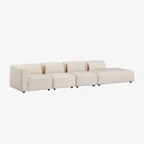 Sofa Modułowy Narożny 4-częściowy Z Prawym Szezlongiem Fogler Sztruks Beż Lniany - Sklum