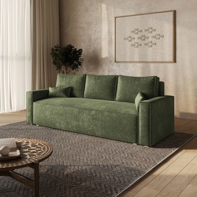 Masseno Sofa MENI z funkcją spania i pojemnikiem na pościel, Rozkładana sofa - Zielony, LUMO 20