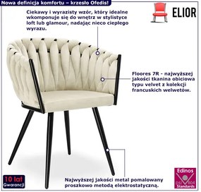 Welurowe plecione krzesło w stylu glamour - Nerio