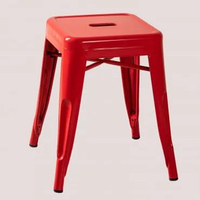 Zestaw 4 Niskich Stołków 45 Cm Sztaplowanych Ze Stali Lix Czerwony - Sklum